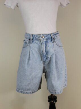Abercrombie Curve Love Dad Shorts 28 High Rise Pleated Light Wash Loose